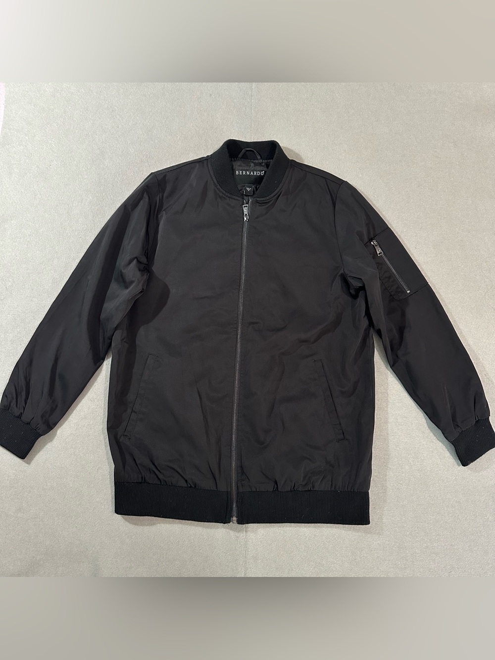 Bernardo Black Men's Bomber Jacket with Zip Sleeve Pocket